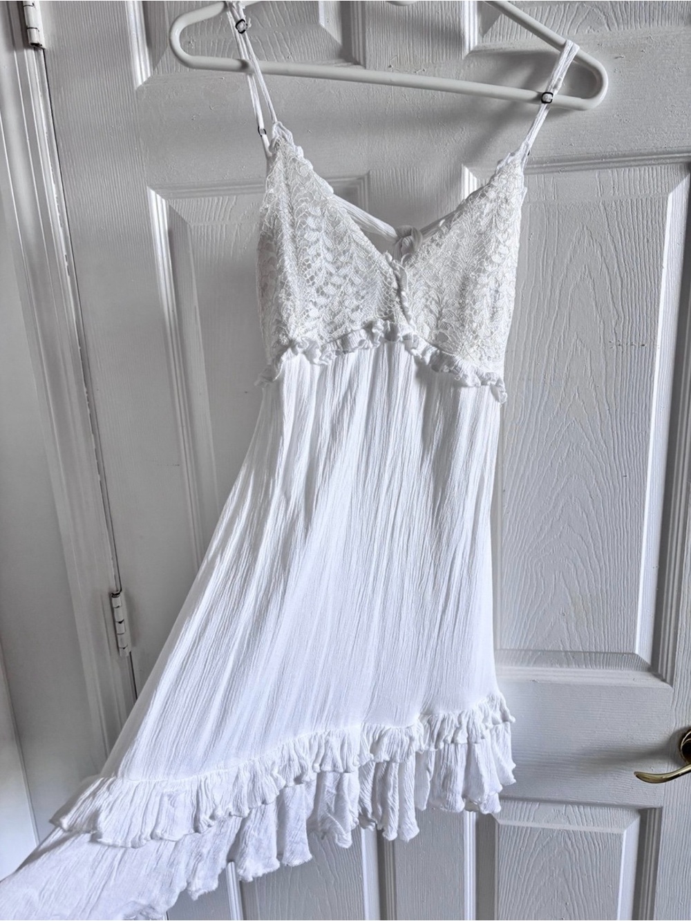 White Lace-Detail Slip Dress - WOMEN BEACHWEAR